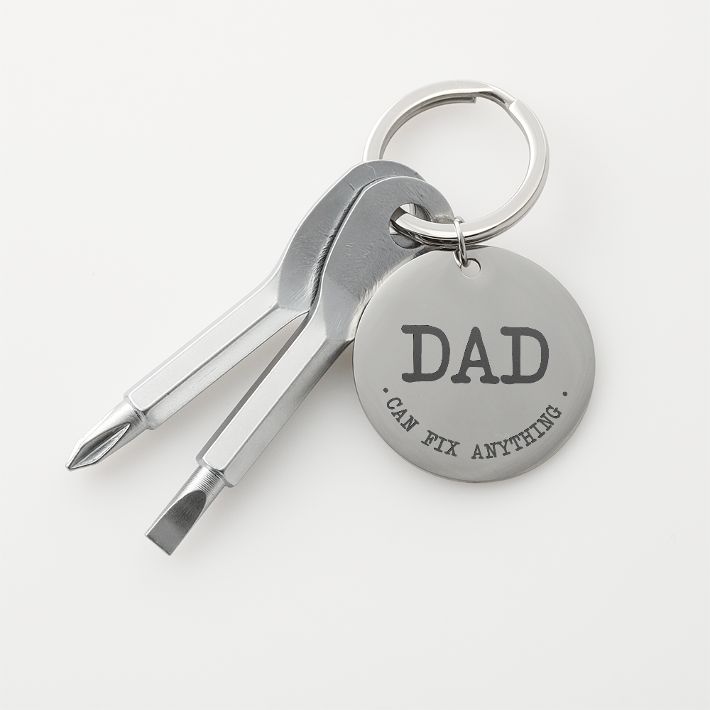 Dad Keychain – ‘Dad Can Fix Anything' Screwdriver Gift