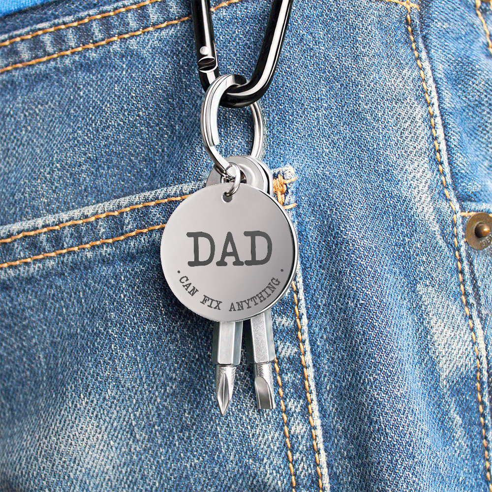 Dad Keychain – ‘Dad Can Fix Anything' Screwdriver Gift