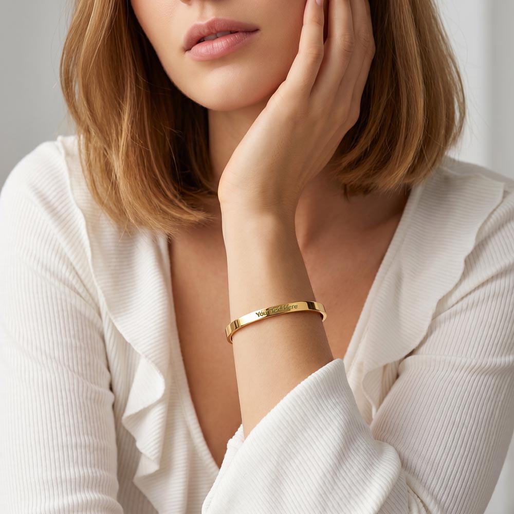 Engraved Cuff Bracelet by Andov Gifts • Personalized Message Bracelet • Christmas Gift for Daughter