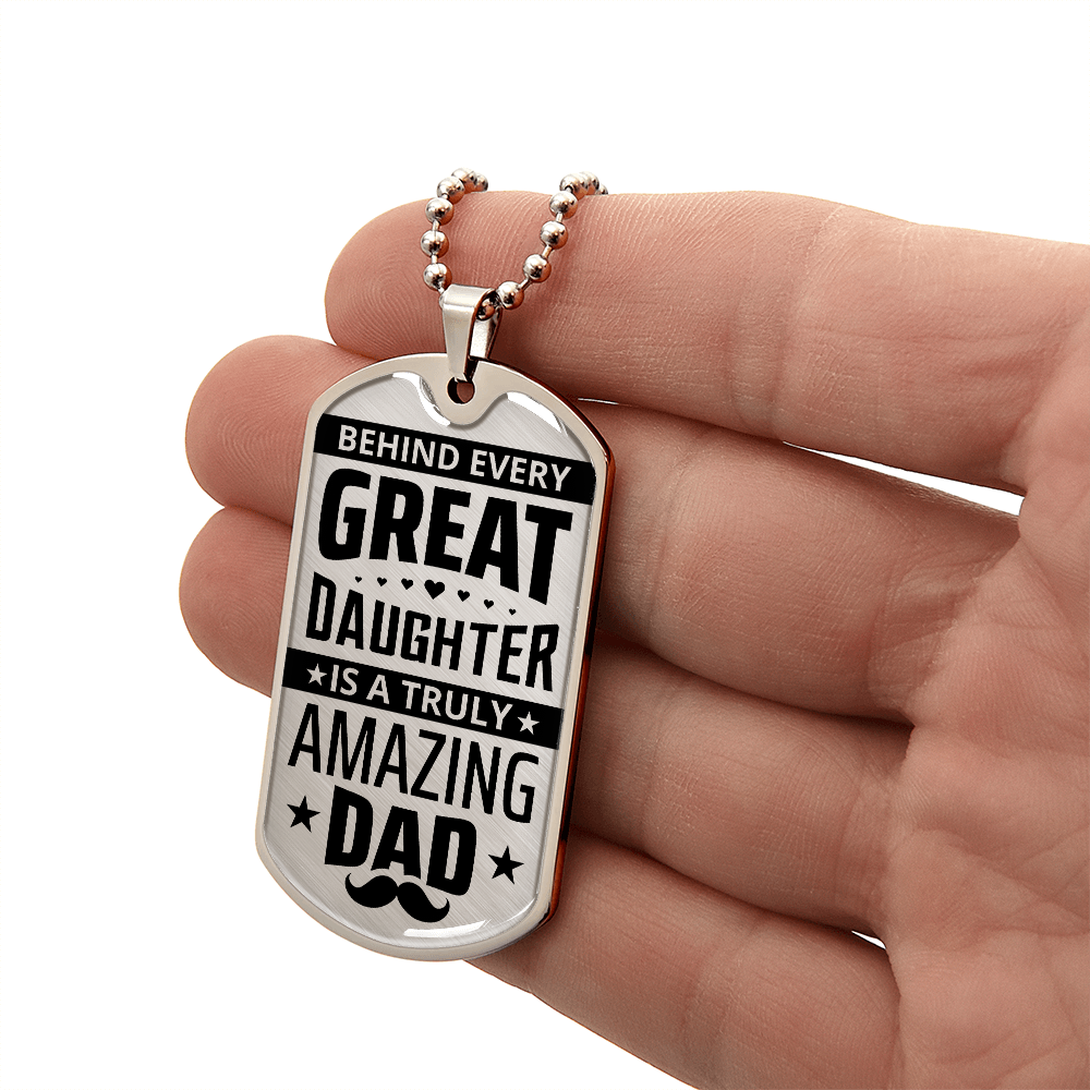 To My Dad Dog Tag Necklace - Heartfelt Gift from Daughter