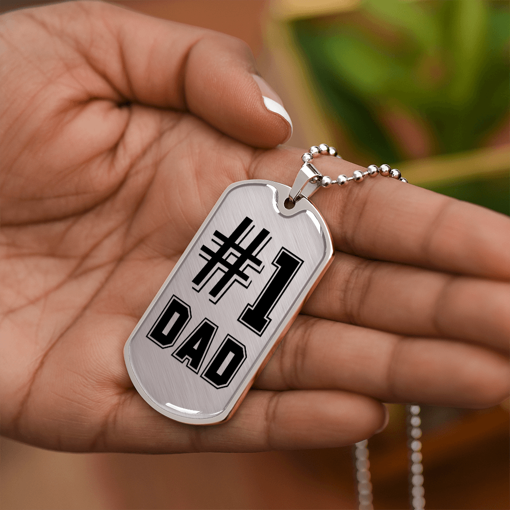 #1 Dad Dog Tag Necklace - Gift for Father