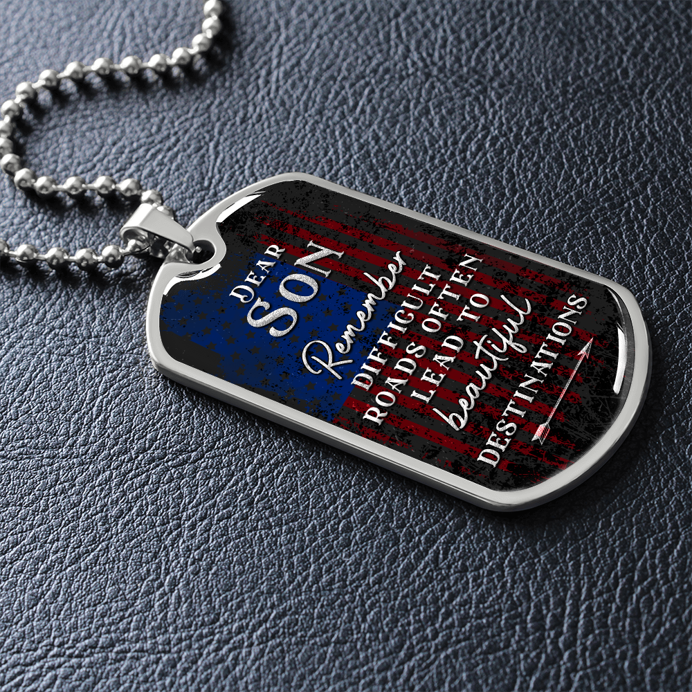 To My Son Dog Tag Necklace -  Keepsake Gift from Mom & Dad