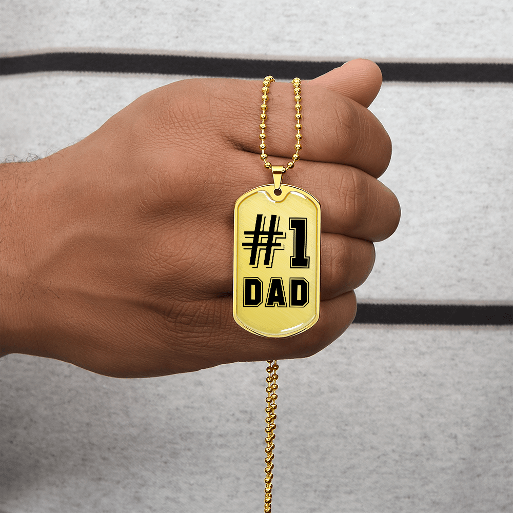 #1 Dad Dog Tag Necklace - Gift for Father