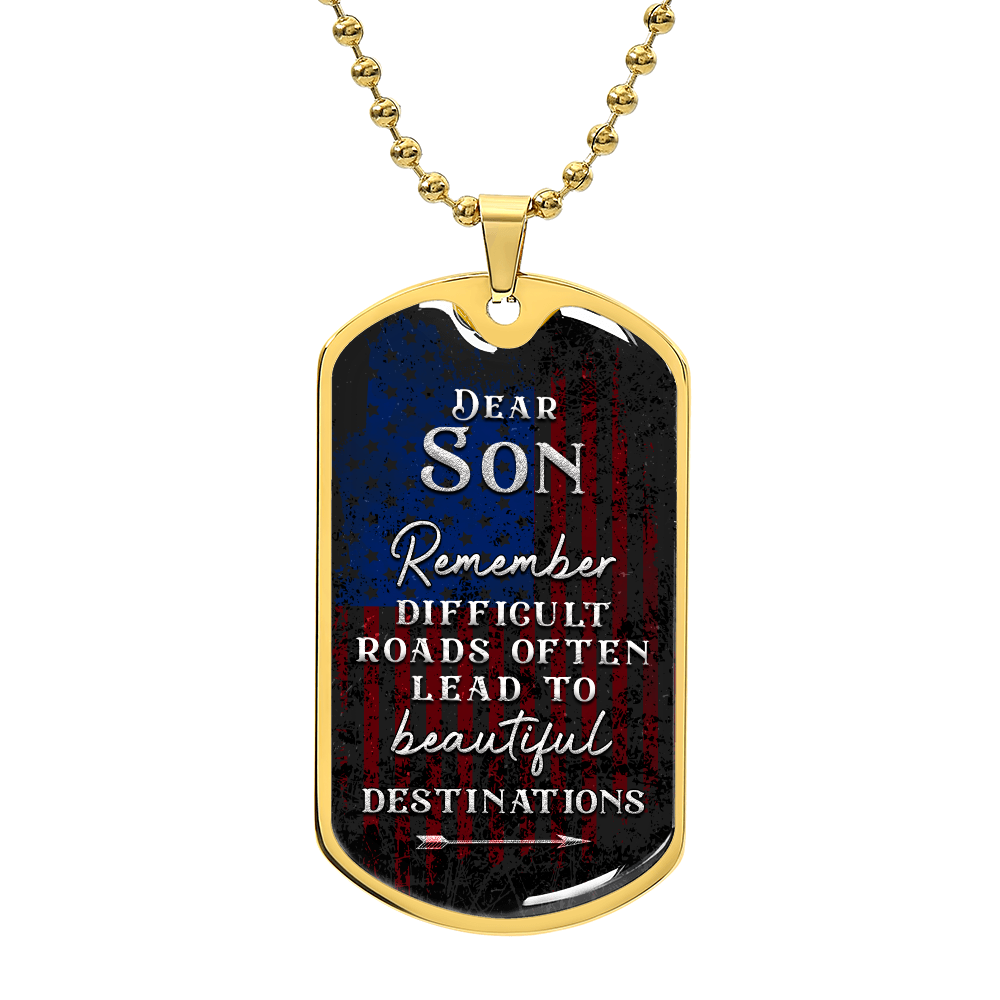 To My Son Dog Tag Necklace -  Keepsake Gift from Mom & Dad