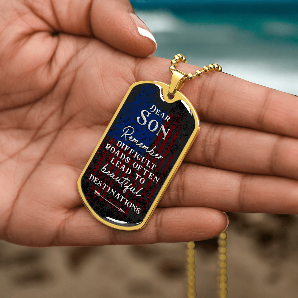 To My Son Dog Tag Necklace -  Keepsake Gift from Mom & Dad
