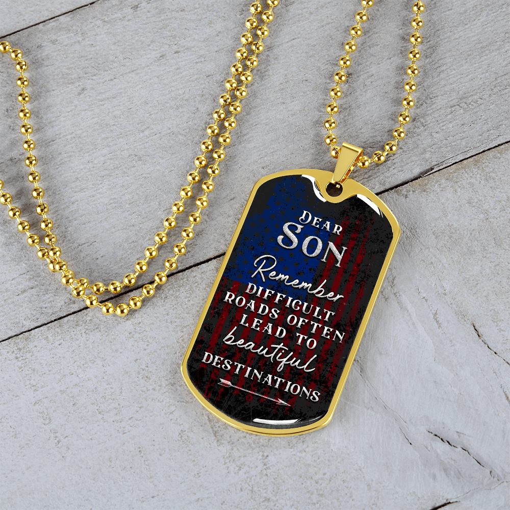 To My Son Dog Tag Necklace -  Keepsake Gift from Mom & Dad