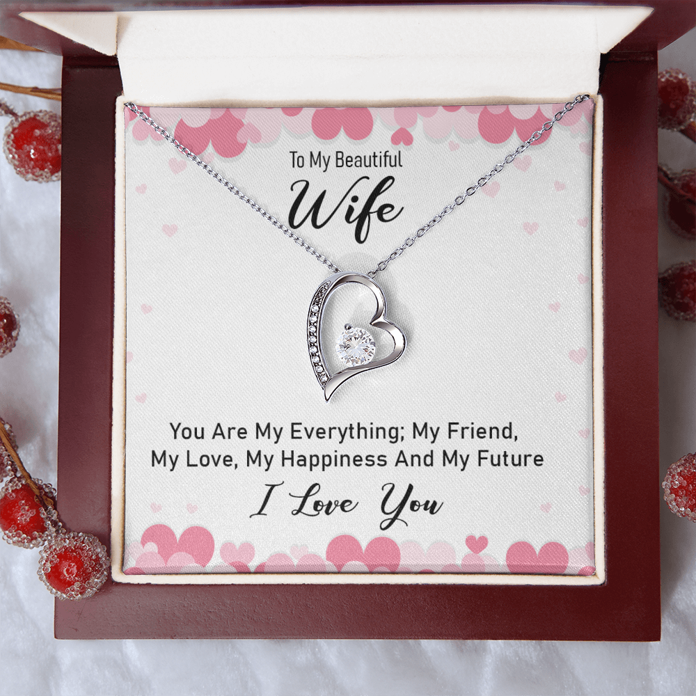 "To My Wife" Heart Pendant Necklace with Gift Box