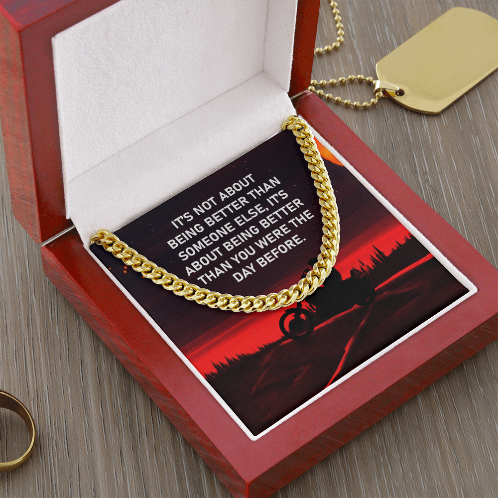 Motivational Cuban Link Chain Necklace for Him |Biker Gift