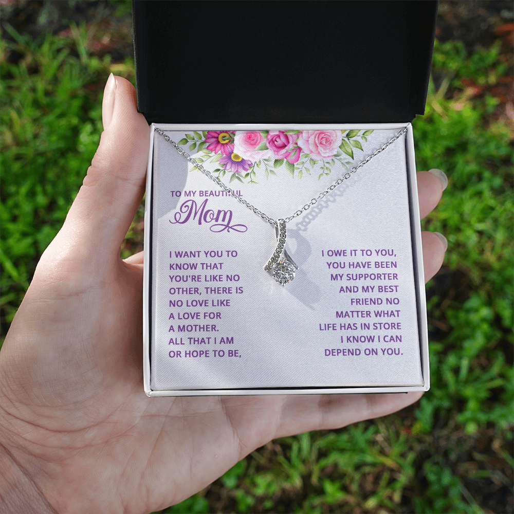 To My Mom Necklace - "All That I Am, I Owe To You" - Sentimental Gift for Mother
