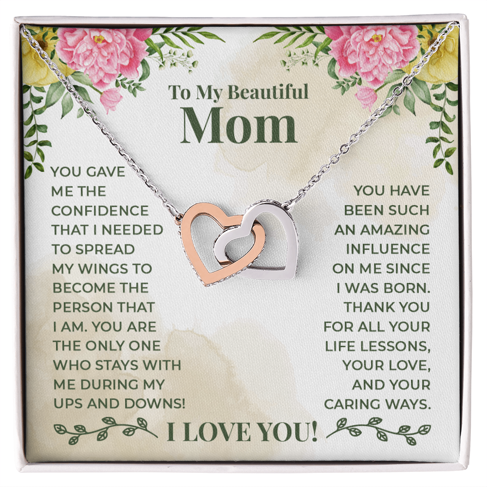 To My Beautiful Mom – Interlocking Hearts Necklace