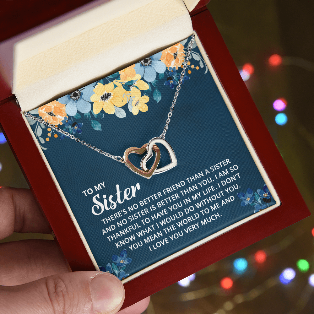 To My Sister – Heartfelt Interlocking Hearts Necklace | Loving Gift for Sister