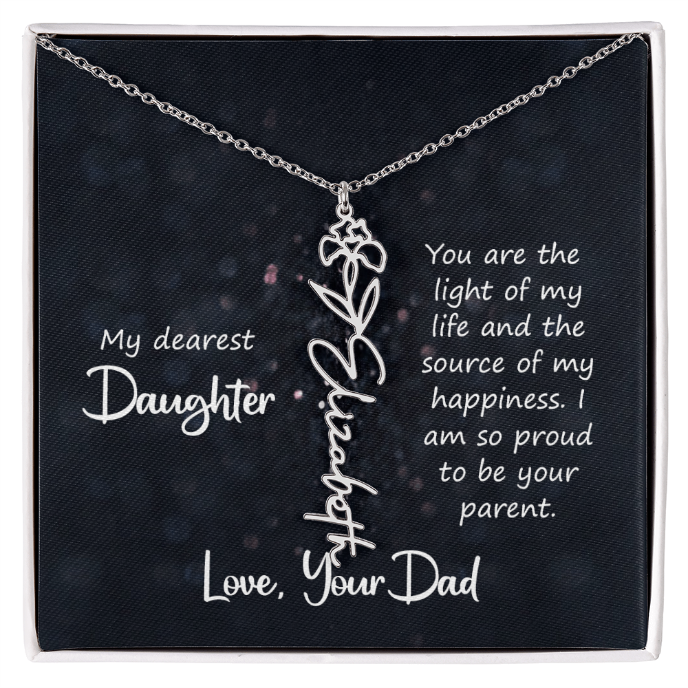 Flower Birth Month Necklace- Duaghter
