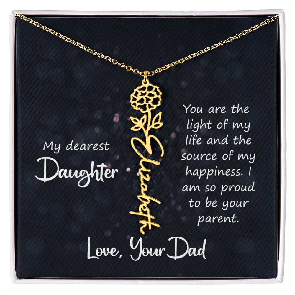 Flower Birth Month Necklace- Duaghter