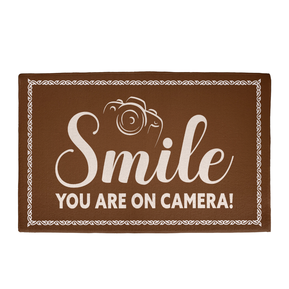 “Smile You’re on Camera” Doormat, Front Porch Home Decor