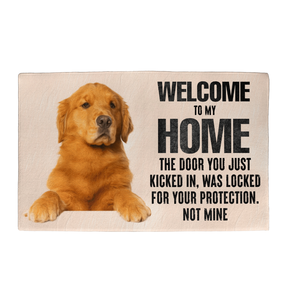 “Welcome to My Home” Golden Retriever Doormat, Pet Lover Gift