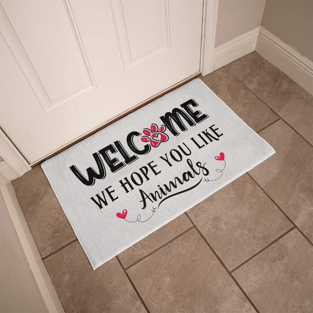 Funny Rug for Dog & Cat Owners – “We Hope You Like Animals” Doormat
