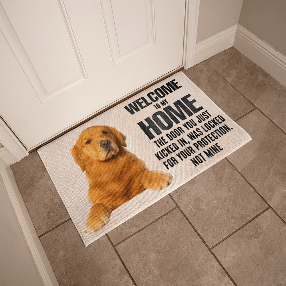 “Welcome to My Home” Golden Retriever Doormat, Pet Lover Gift
