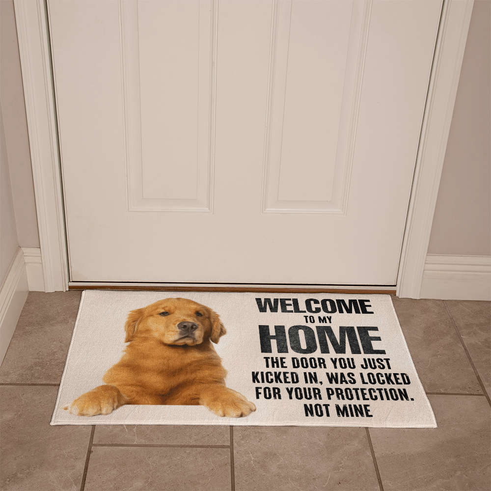 “Welcome to My Home” Golden Retriever Doormat, Pet Lover Gift