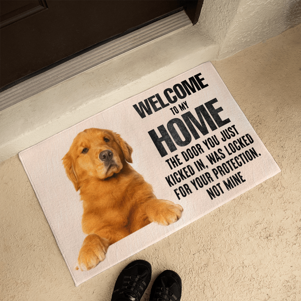 “Welcome to My Home” Golden Retriever Doormat, Pet Lover Gift