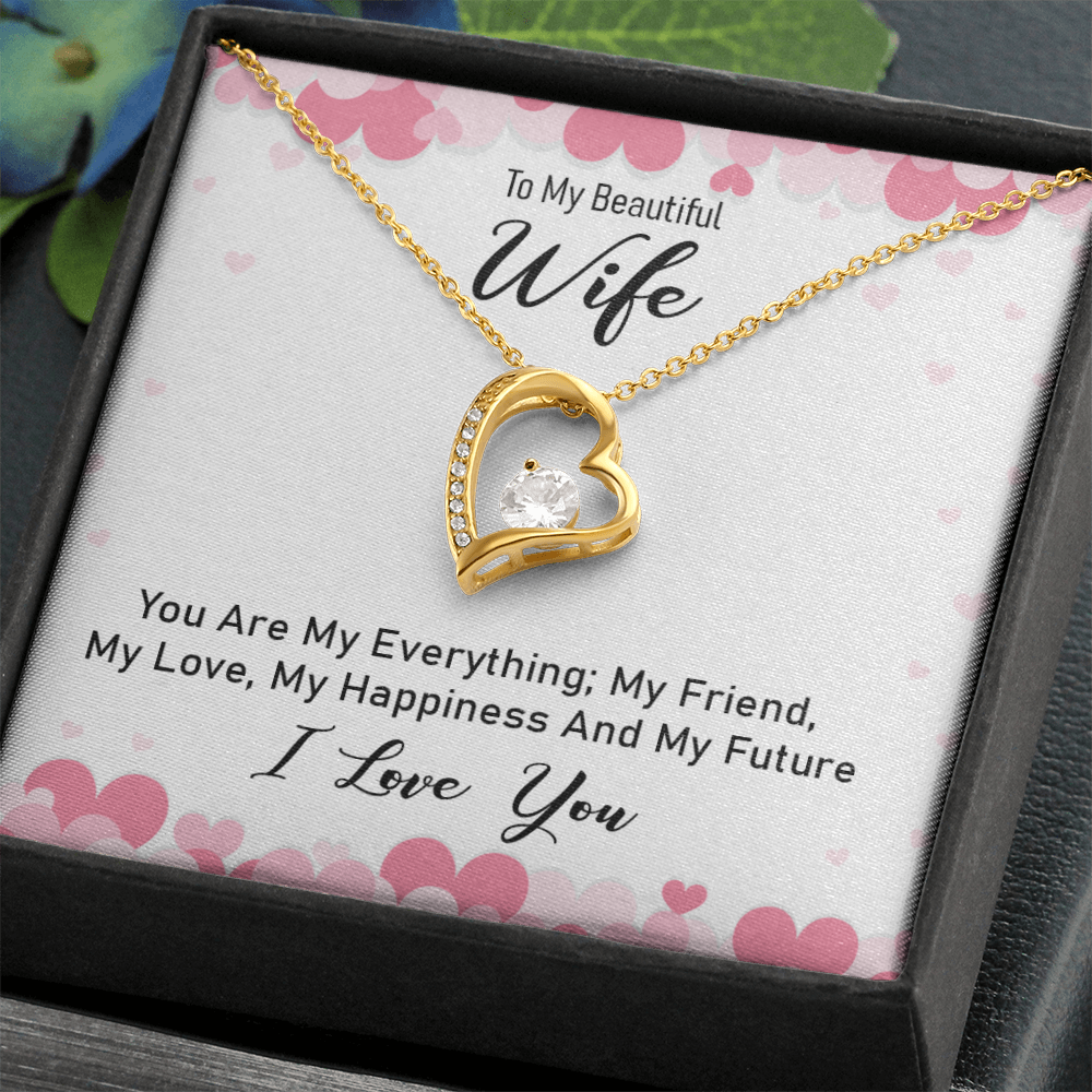 To My Wife" heart pendant necklace in gift box.