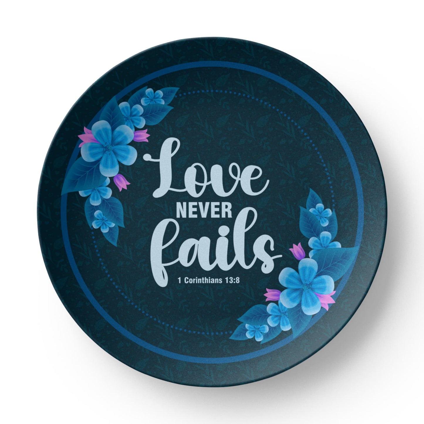 Love Never Fails Plate – Faith-Based Home Décor or Gift
