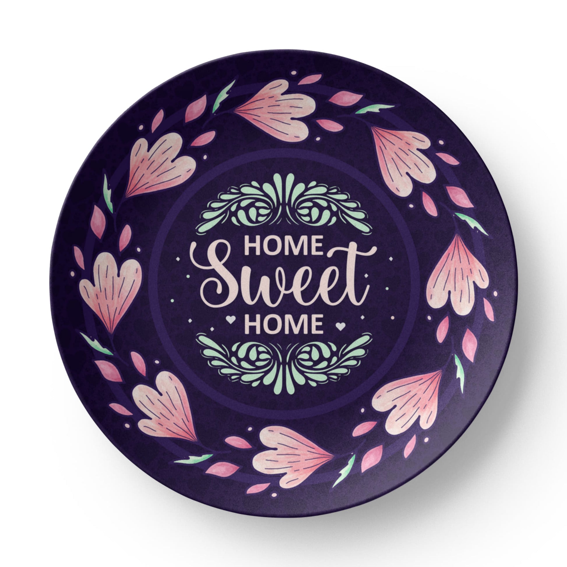 Home Sweet Home decorative plate with floral design