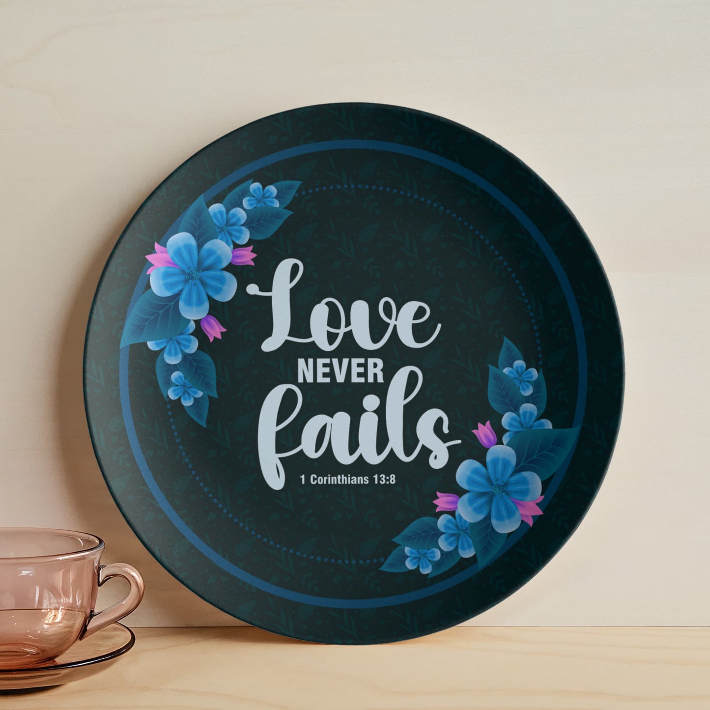 Love Never Fails Plate – Faith-Based Home Décor or Gift