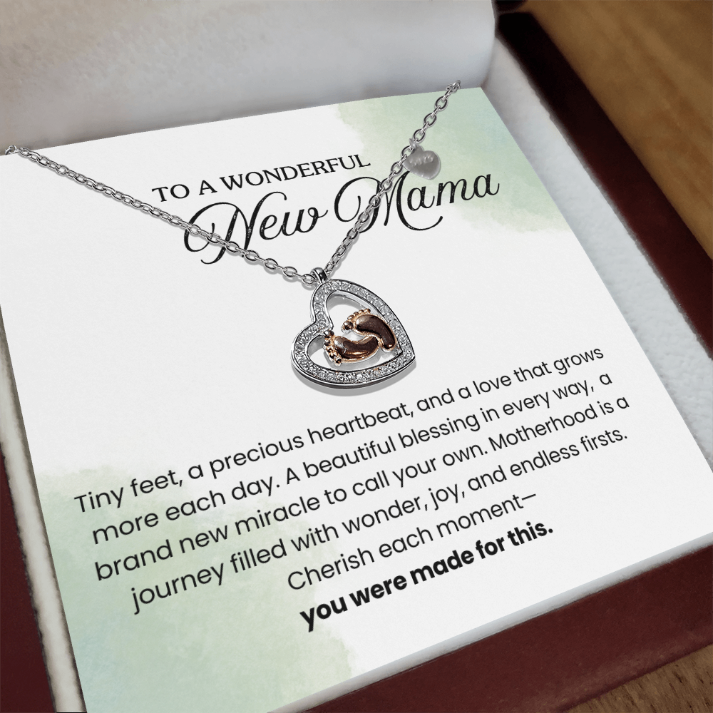 Baby Feet Heart Necklace, Mother's Day Gift, New Mom Gift, First Mother's Day