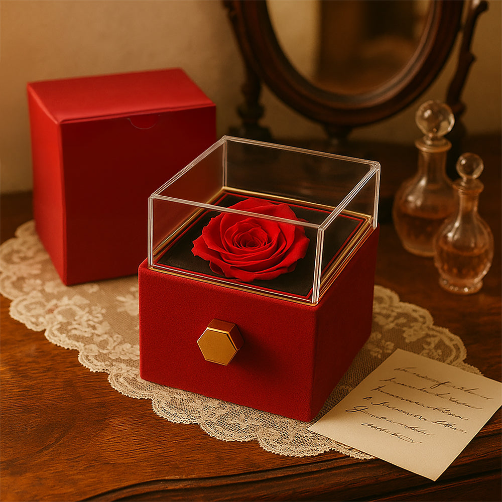 To My Beautiful Wife Necklace – Forever Love Heart Pendant in Rotating Rose Jewelry Box