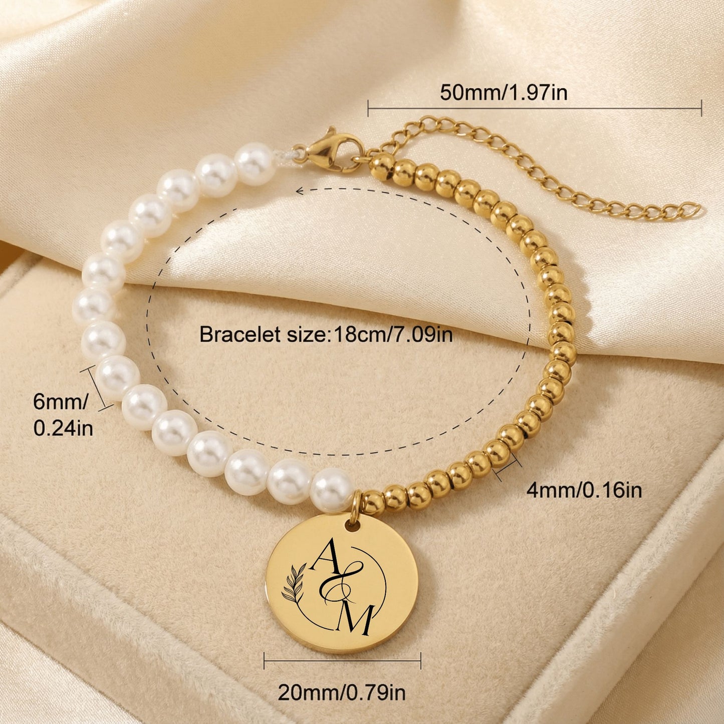 Personalized Pearl & Gold Initial Bracelet – Romantic Valentine’s Day Gift for Her
