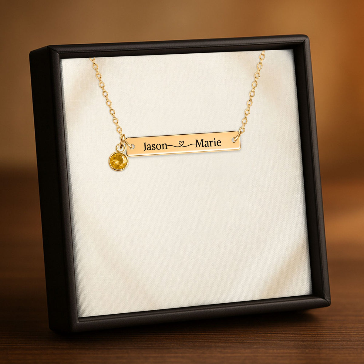 Horizontal Bar Necklace with Birthstone