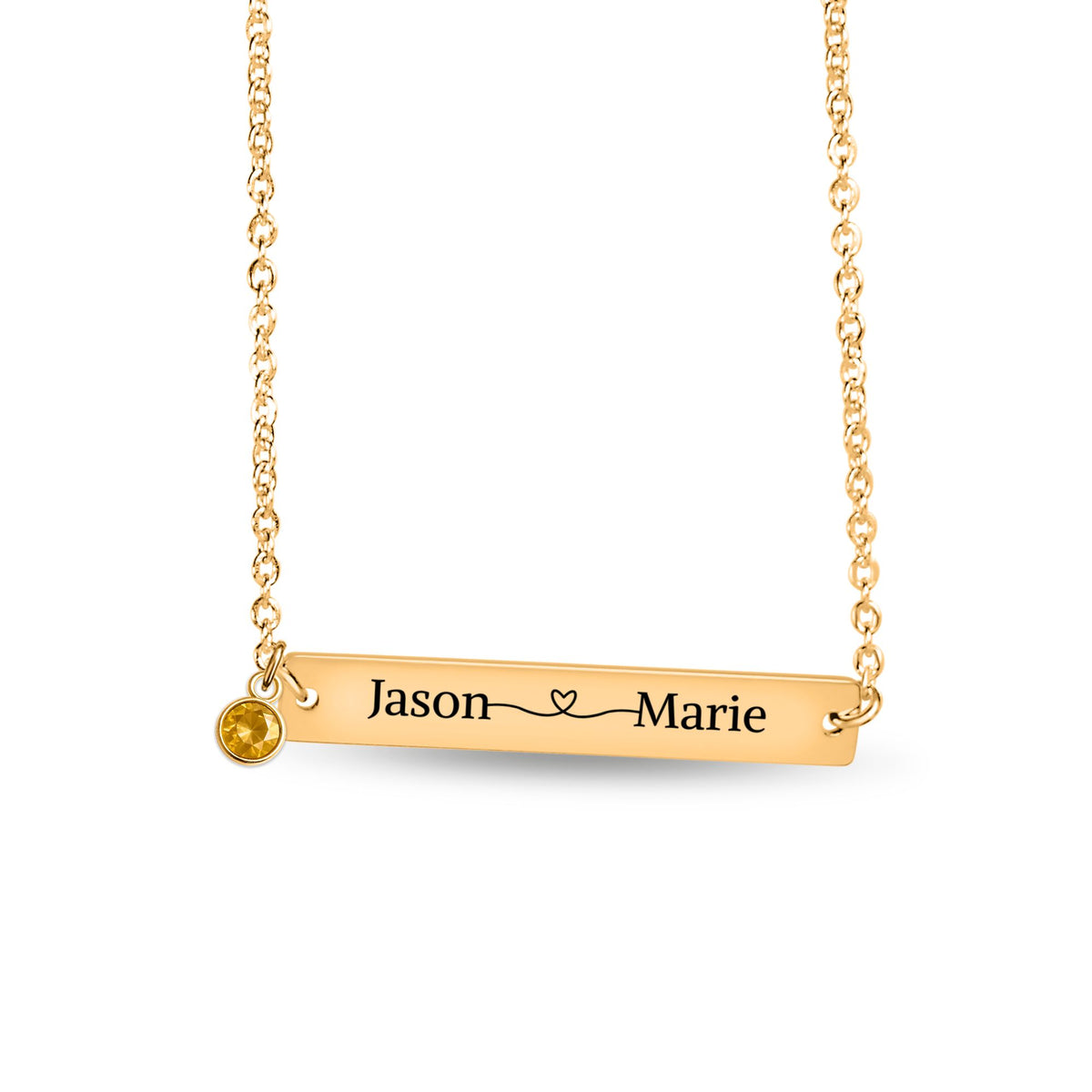 Horizontal Bar Necklace with Birthstone