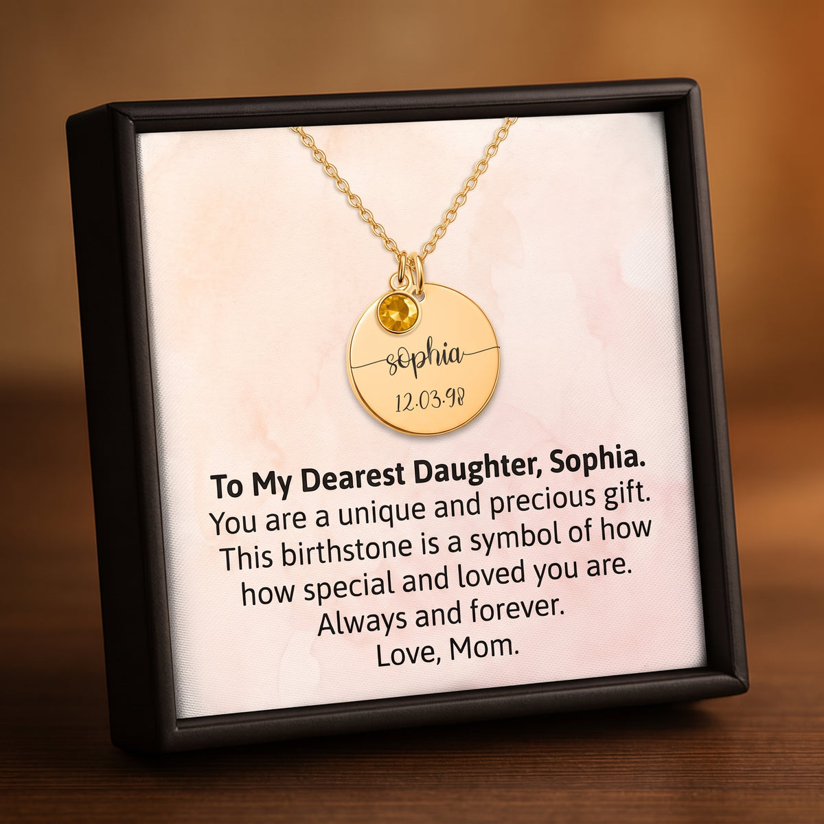 Coin Necklace with Birthstone