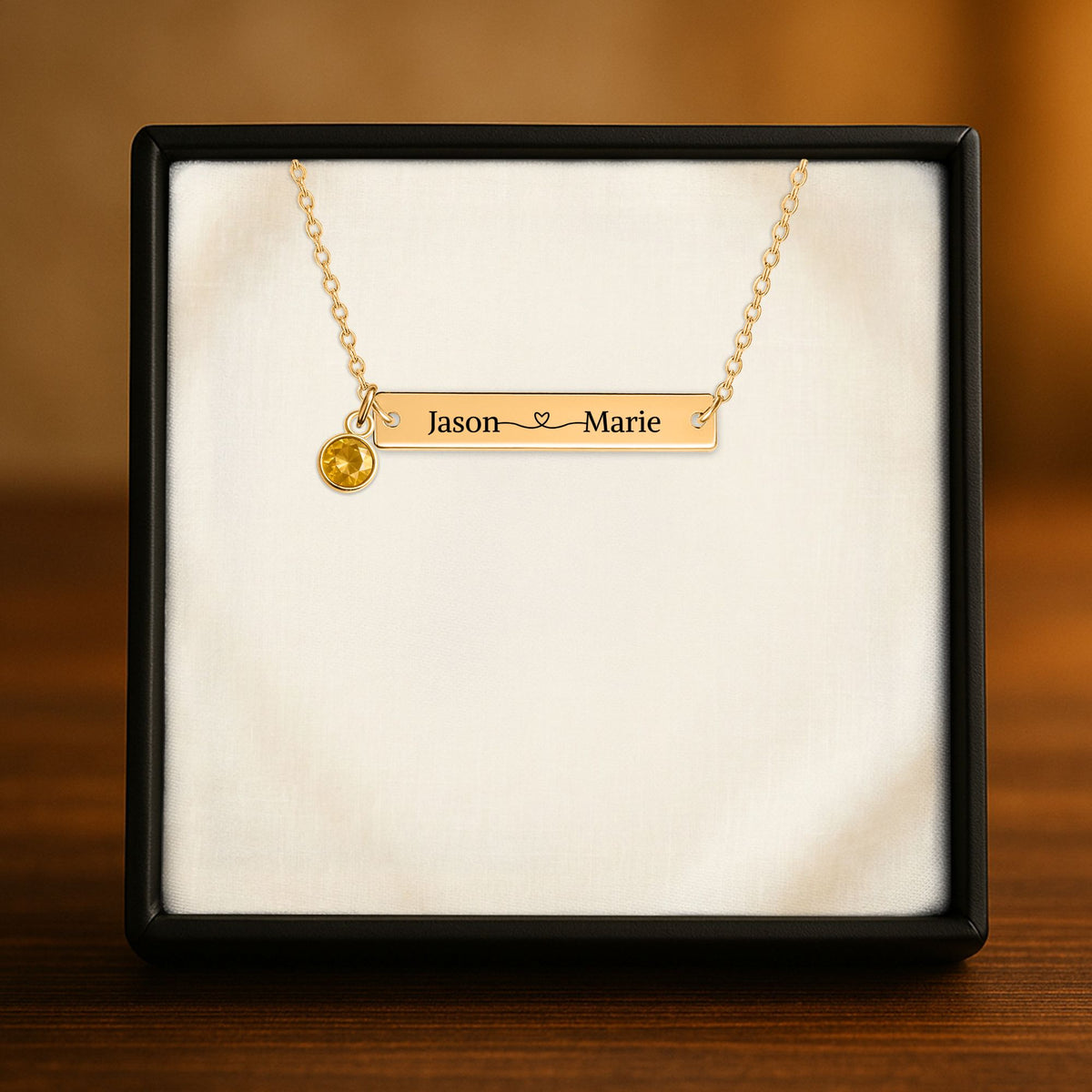 Horizontal Bar Necklace with Birthstone