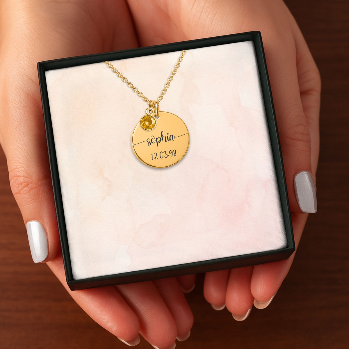 Coin Necklace with Birthstone