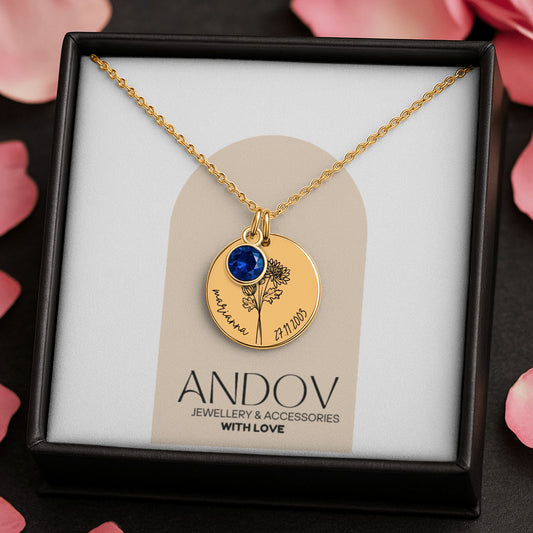 Personalized Birth Flower Necklace – Custom Name Pendant with Birth Month Flower – Meaningful Gift for Mom, Daughter, Wife, or Best Friend
