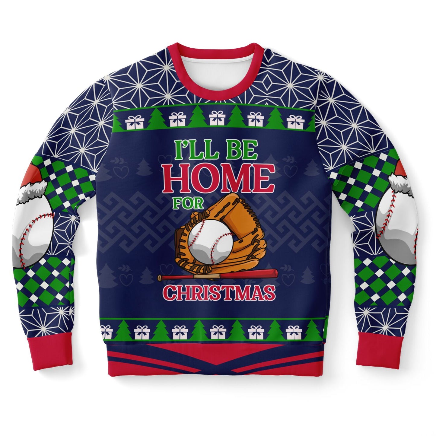 I’ll Be Home for Christmas Baseball Ugly Sweater