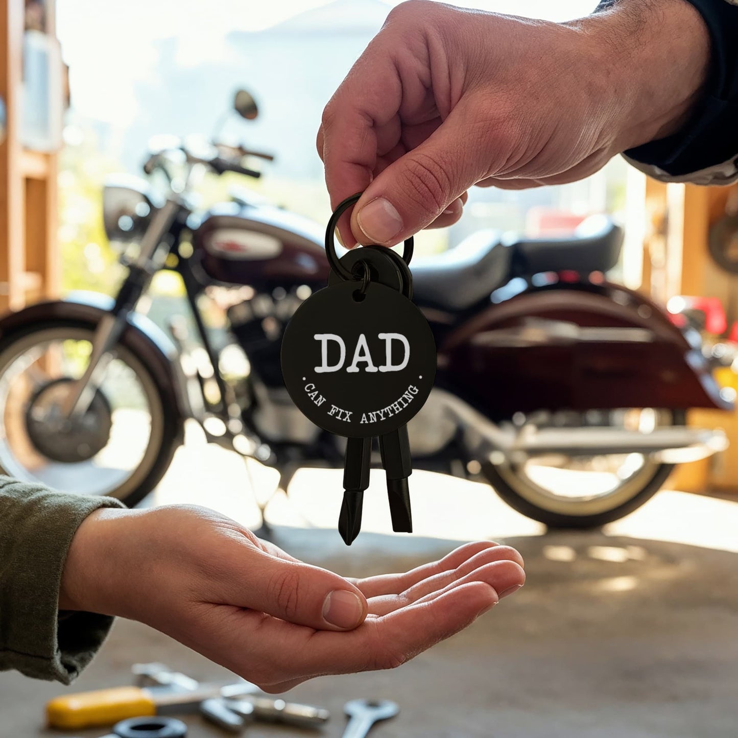 Dad Keychain – ‘Dad Can Fix Anything' Screwdriver Gift