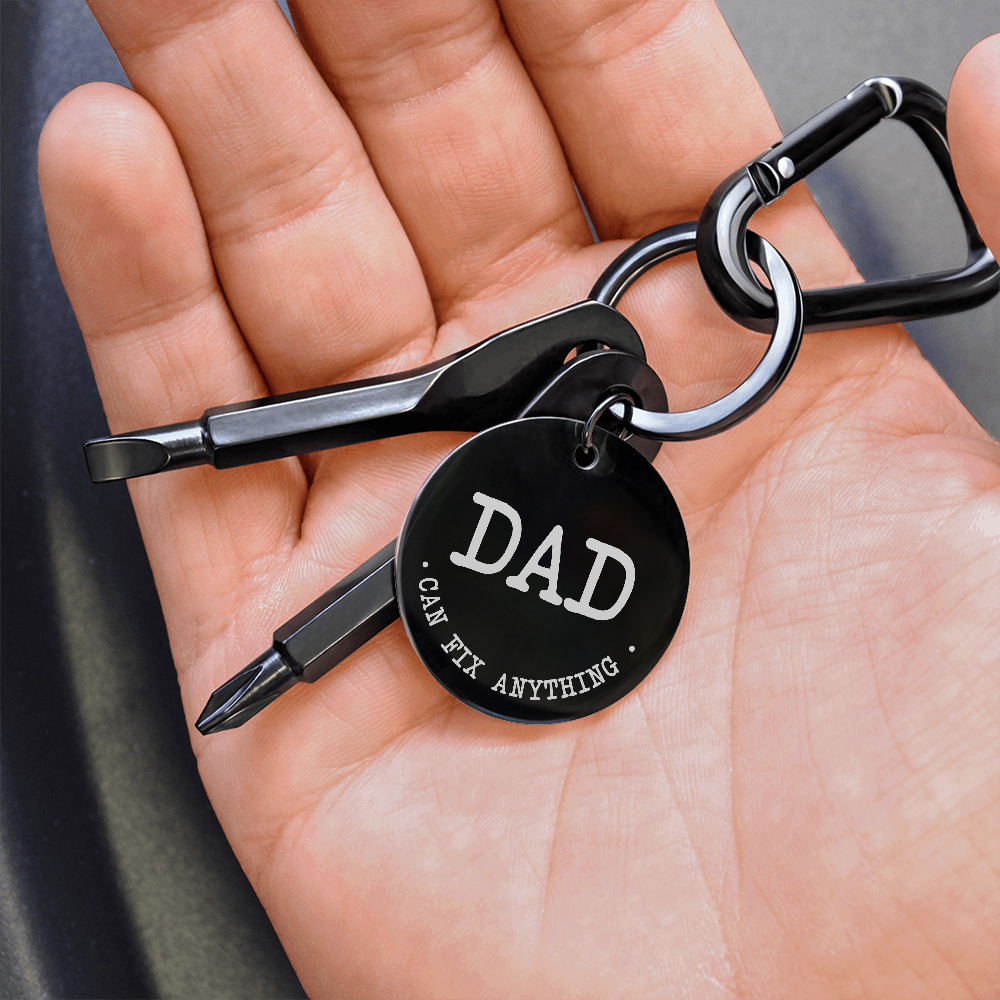 Dad Keychain – ‘Dad Can Fix Anything' Screwdriver Gift