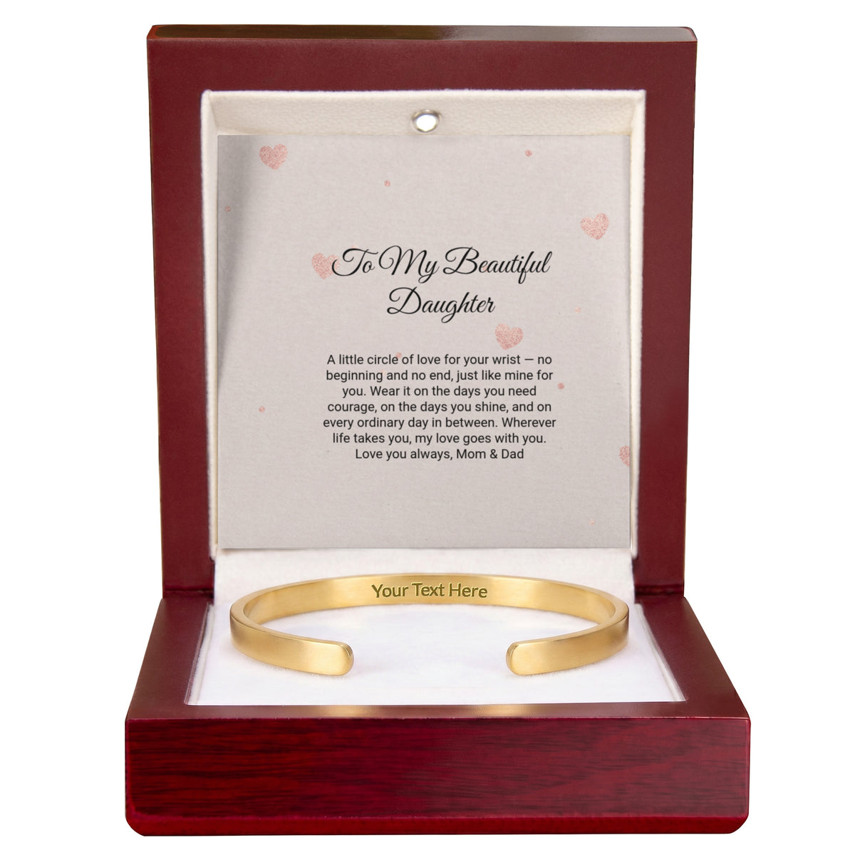 Engraved Cuff Bracelet by Andov Gifts • Personalized Message Bracelet • Christmas Gift for Daughter