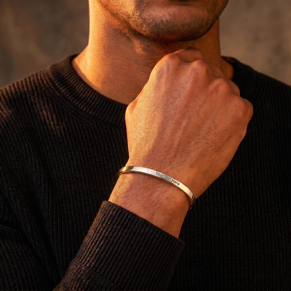 Engraved Cuff Bracelet by Andov Gifts • Personalized Message Bracelet • Christmas Gift for Daughter