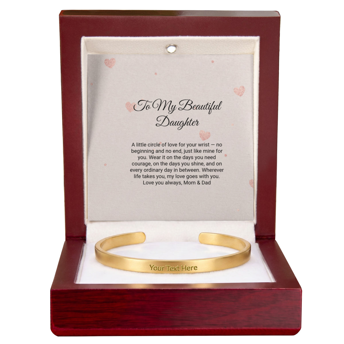Engraved Cuff Bracelet by Andov Gifts • Personalized Message Bracelet • Christmas Gift for Daughter