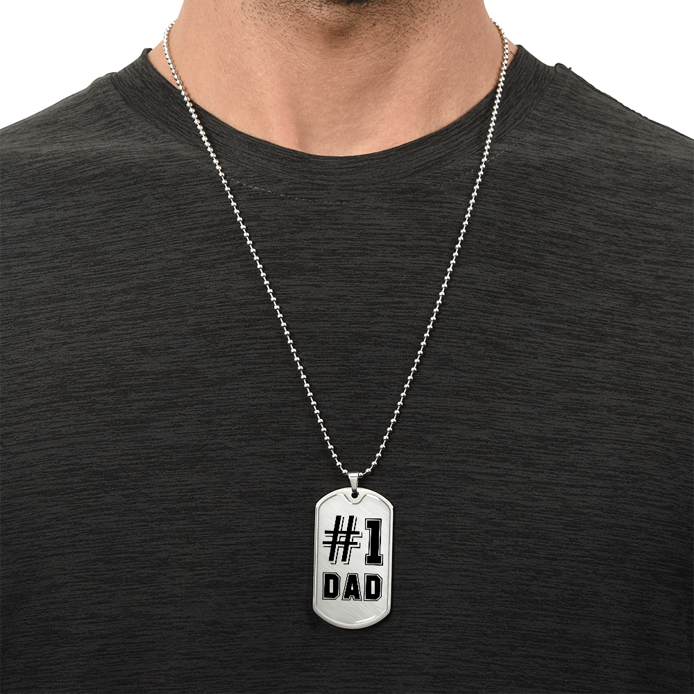 #1 Dad Dog Tag Necklace - Gift for Father