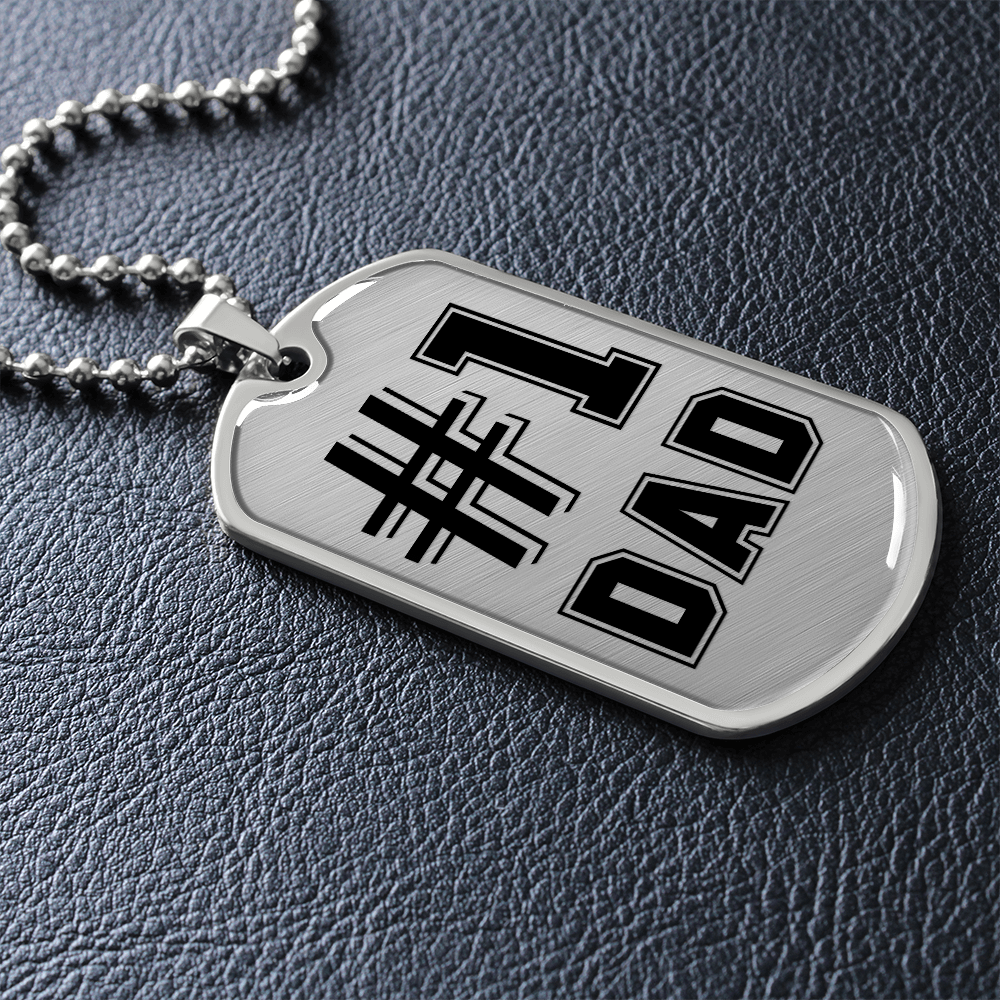 #1 Dad Dog Tag Necklace - Gift for Father