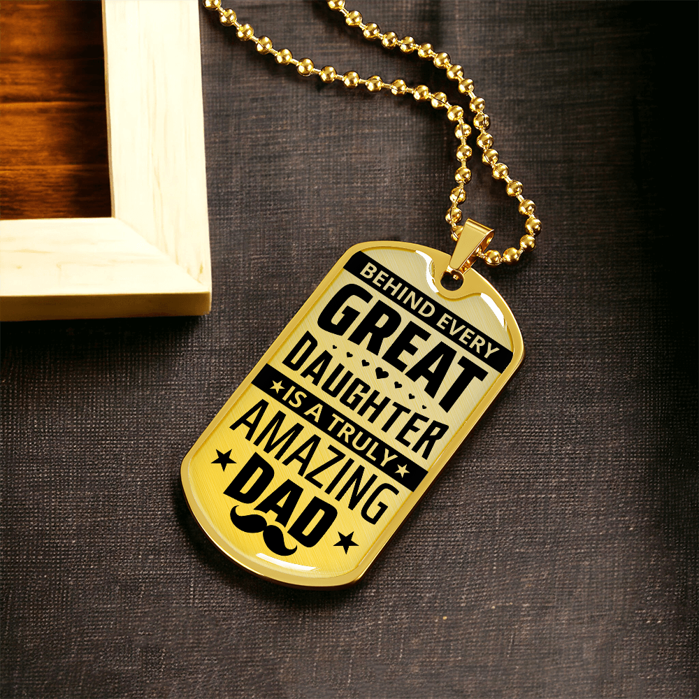 To My Dad Dog Tag Necklace - Heartfelt Gift from Daughter