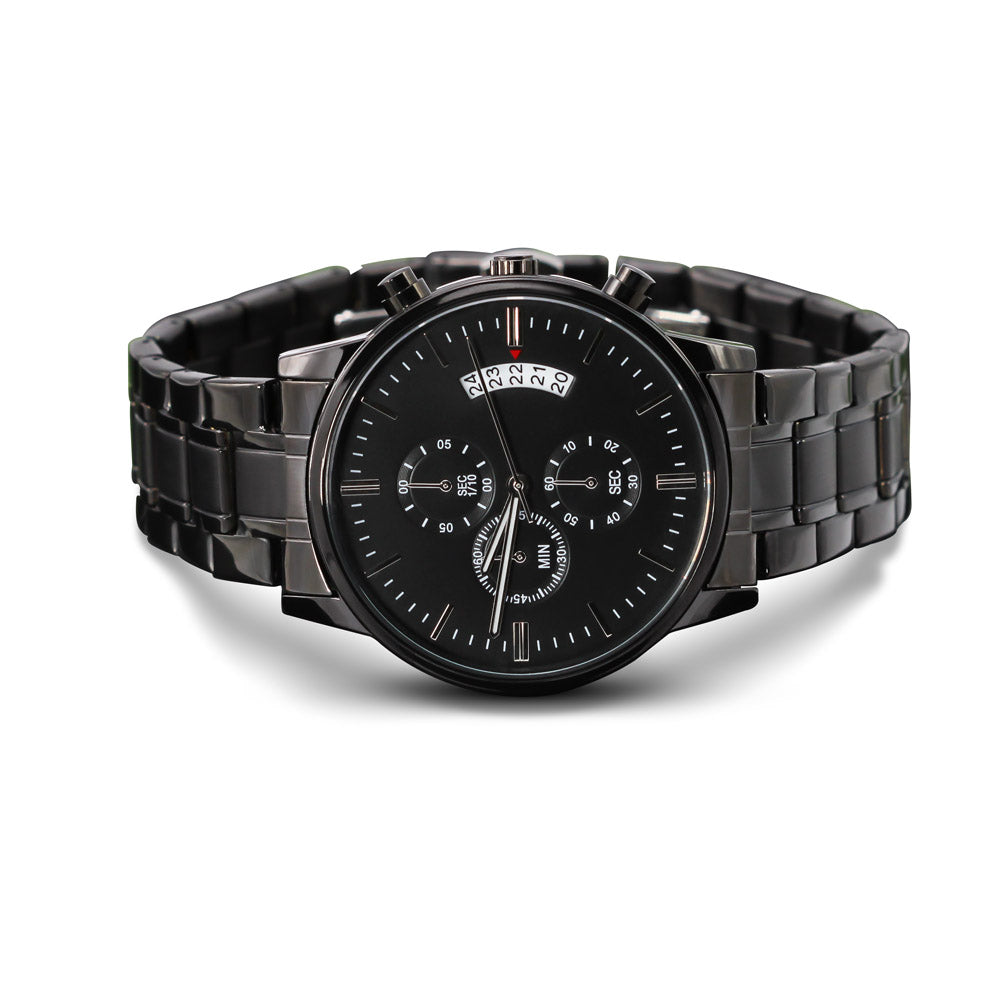 To My Dad – Engraved Black Chronograph Watch | Father’s Day, Christmas & Birthday Gift