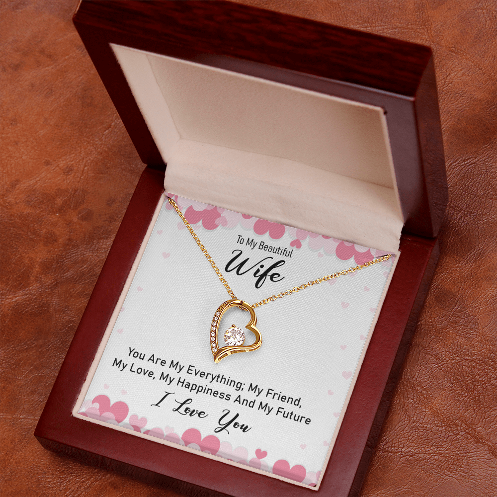 "To My Wife" Heart Pendant Necklace with Gift Box