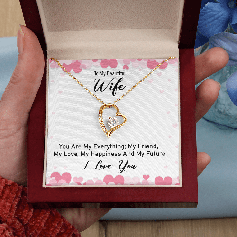 "To My Wife" Heart Pendant Necklace with Gift Box
