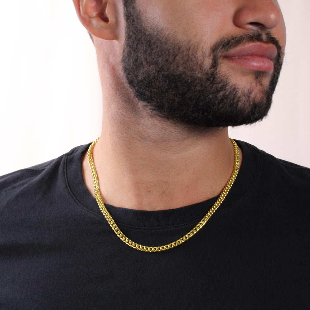 Motivational Cuban Link Chain Necklace for Him |Biker Gift