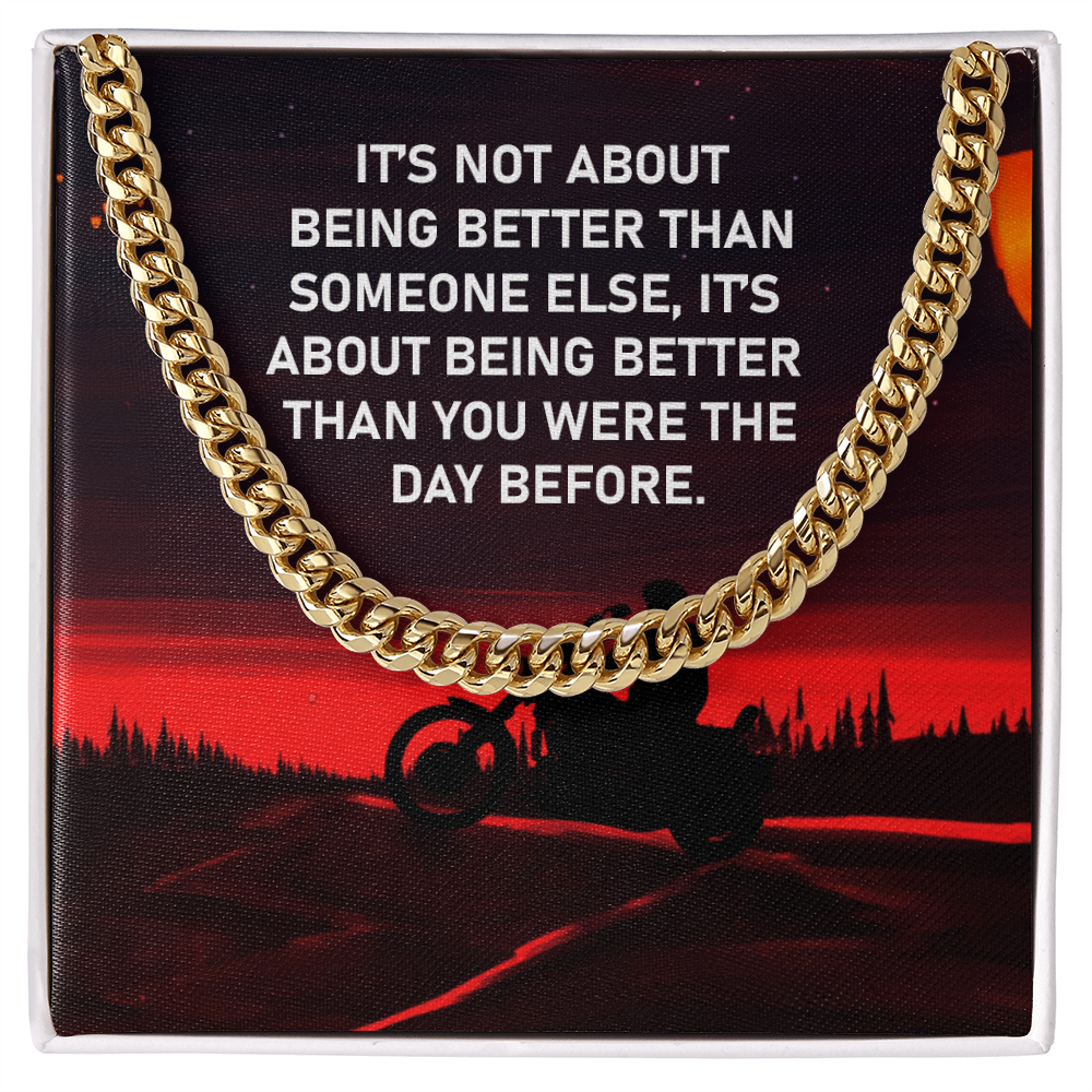 Motivational Cuban Link Chain Necklace for Him |Biker Gift